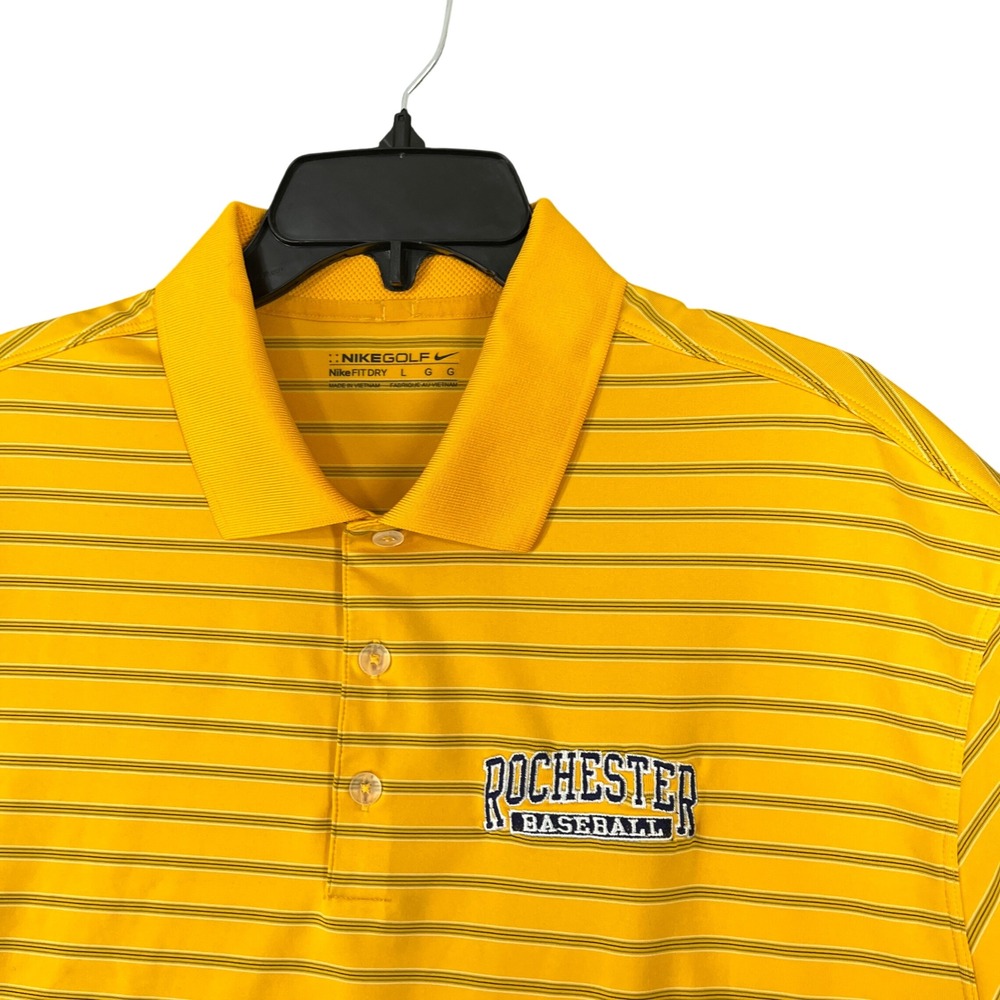 Rochester Nike Golf Polo Shirt Mens L Striped Performance Embroidered Baseball